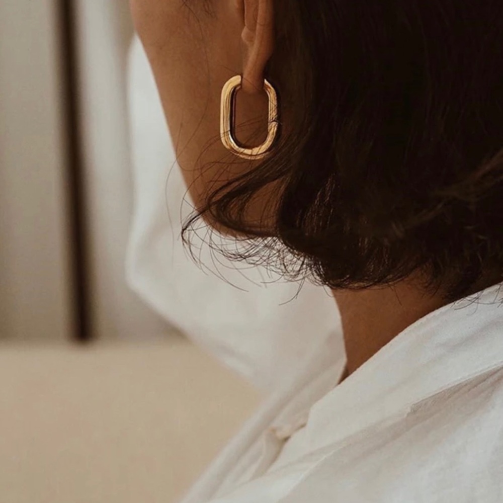 🐱 NWT- French Gold Oval Hoop Earrings 🐱